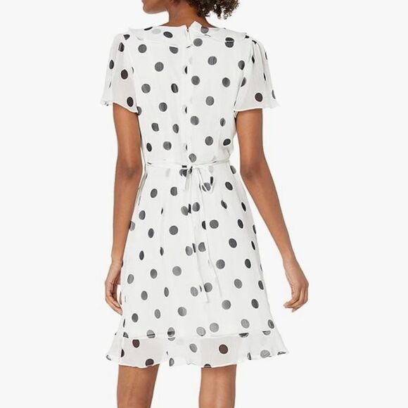 BRAND NEW KARL LAGERFELD PARIS WOMEN'S FAUX WRAP RUFFLE CHIFFON DRESS - Picture 16 of 16